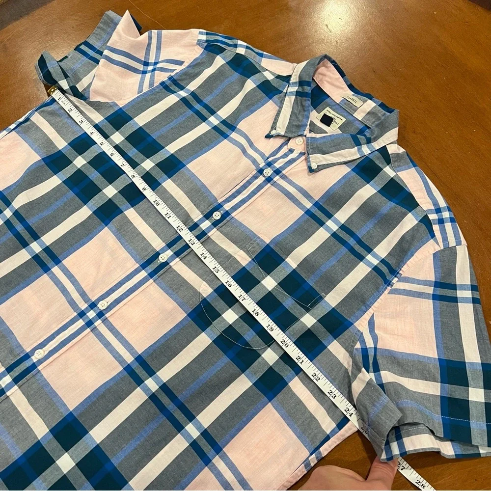J.Crew Men’s Classic Fit Short-Sleeve Secret Wash Button‎ Up Shirt Pink Plaid